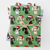 ダックスシャンドサンタスかわいい犬のクリスマス ラッピングペーパーシート (インサイチュ)