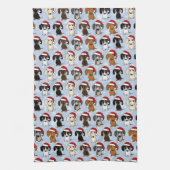 ダックスシャンドサンタスキュートクリスマスウィナードグホリデー キッチンタオル (縦)