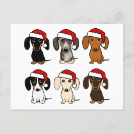 ダックスシャンドサンタスクリスマスペットドッグホリデーカスタム ポストカード