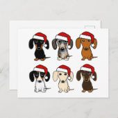 ダックスシャンドサンタスクリスマスペットドッグホリデーカスタム ポストカード (正面/裏面)
