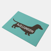 ダックスシャンドシルエットウィーナードックラバーズティール(緑がかった色) ドアマット (アングル)