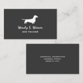 ダックスシャンドシルエットペットウィナードググレーと白 名刺 (正面/裏面)
