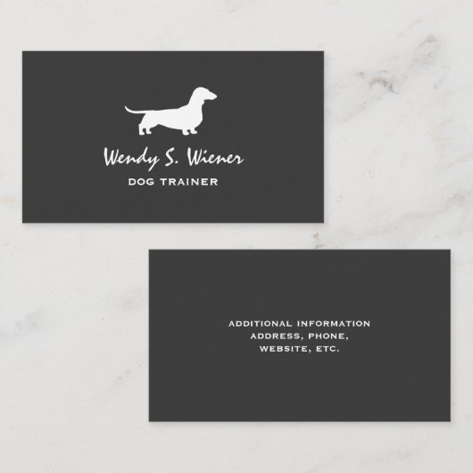 ダックスシャンドシルエットペットウィナードググレーと白 名刺 (正面/裏面)