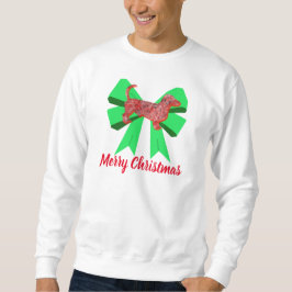 ダックスシャンドシルエットレッドドッグ&グリーンボウクリスマス スウェットシャツ