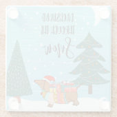 ダックスシャンドスルーザスノーおもしろい犬恋人 ガラスコースター (裏面)