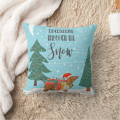 ダックスシャンドスルーザスノーおもしろい犬恋人 クッション (ブランケット)