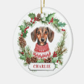 ダックスシャンドセラミックサークルオーナメント セラミックオーナメント (左)