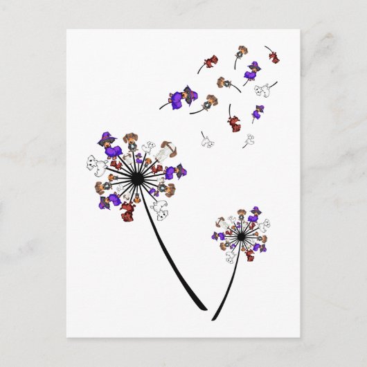 ダックスシャンドタンデリオンフラワーハロウィーンの衣装アイディア ポストカード (正面)