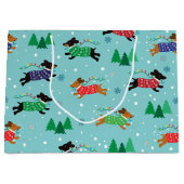 ダックスシャンドドキシードグクリスマスホリデー ラージペーパーバッグ (正面)