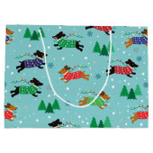 ダックスシャンドドキシードグクリスマスホリデー ラージペーパーバッグ (裏面)