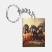 ダックスシャンドパピーオータムデライトカボチャ キーホルダー (正面左)