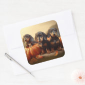 ダックスシャンドパピーオータムデライトカボチャ スクエアシール (封筒)