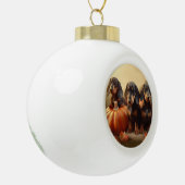 ダックスシャンドパピーオータムデライトカボチャ セラミックボールオーナメント (左)