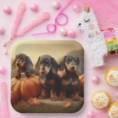 ダックスシャンドパピーオータムデライトカボチャ ペーパープレート (パーティー)