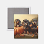 ダックスシャンドパピーオータムデライトカボチャ マグネット (正面/裏面)