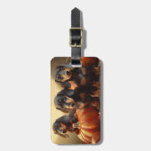 ダックスシャンドパピーオータムデライトカボチャ ラゲッジタグ (正面縦)