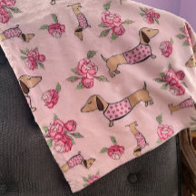 ダックスシャンドピンクフローラ毛布ウィナードッグラブ