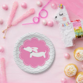 ダックスシャンドピンク紙プレートドキシーベビーシャワー ペーパープレート (パーティー)