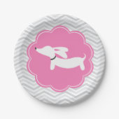 ダックスシャンドピンク紙プレートドキシーベビーシャワー ペーパープレート (正面)