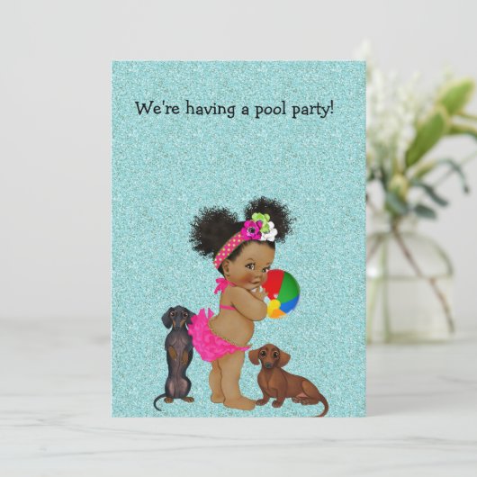 ダックスシャンドプールパーティーエスニックベビー招待状 招待状 (スタンド正面)