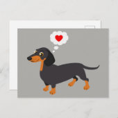 ダックスシャンドラブドキシーハートポストカード ポストカード (正面/裏面)