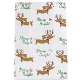 ダックスシュンデナークリスマスクリスマスドクメリーシー ミディアムペーパーバッグ (裏面)