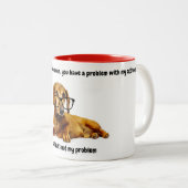 ダックスシュントおもしろいアティートコーヒーマグ ツートーンマグカップ (正面右)