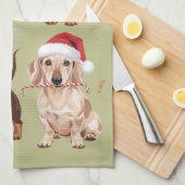 ダックスシュントのクリスマスドッグママ恋人クリスマスギフト キッチンタオル (四つ折り)