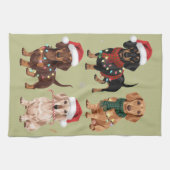 ダックスシュントのクリスマスドッグママ恋人クリスマスギフト キッチンタオル (横)
