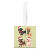 ダックスシュントのクリスマスドッグママ恋人クリスマスギフト キューブオーナメント (正面)