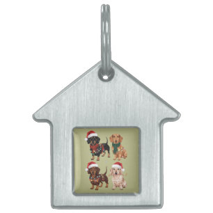 ダックスシュントのクリスマスドッグママ恋人クリスマスギフト ペットネームタグ