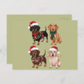 ダックスシュントのクリスマスドッグママ恋人クリスマスギフト ポストカード (正面/裏面)