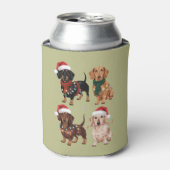 ダックスシュントのクリスマスドッグママ恋人クリスマスギフト 缶クーラー (缶正面)