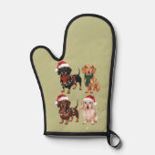 ダックスシュントのクリスマスドッグママ恋人クリスマスギフト 鍋つかみ (正面)