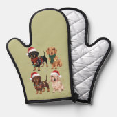 ダックスシュントのクリスマスドッグママ恋人クリスマスギフト 鍋つかみ (正面/裏面)
