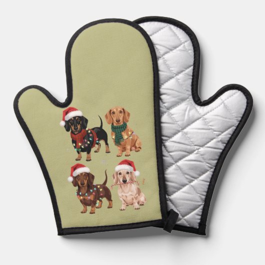 ダックスシュントのクリスマスドッグママ恋人クリスマスギフト 鍋つかみ (正面/裏面)