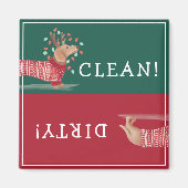 ダックスシュントのクリスマスドッグレッドのセーター清潔で汚い マグネット (正面)