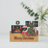 ダックスシュントのサンタメリークリスマスシーン ポストカード (スタンド正面)
