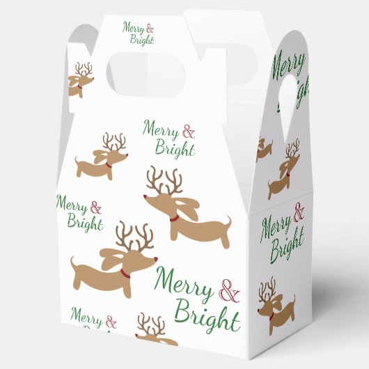 ダックスシュントのトナカイのメリークリスマスギフトボックス フェイバーボックス (オープン)