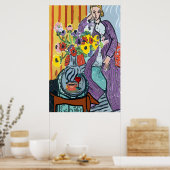 ダックスシュントのレディ、コーヒー、ワイン ポスター (キッチン)