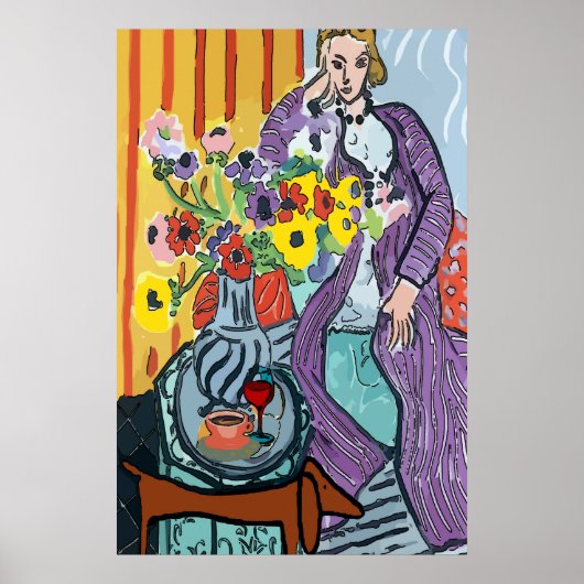 ダックスシュントのレディ、コーヒー、ワイン ポスター (正面)