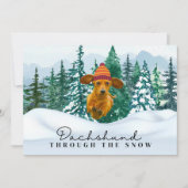 ダックスシュントの雪のクリスマスのおもしろい犬 シーズンカード (正面)