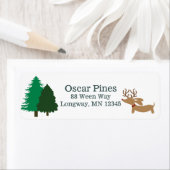 ダックスシュントをテーマにしたクリスマスカード住所 シール (インサイチュ)