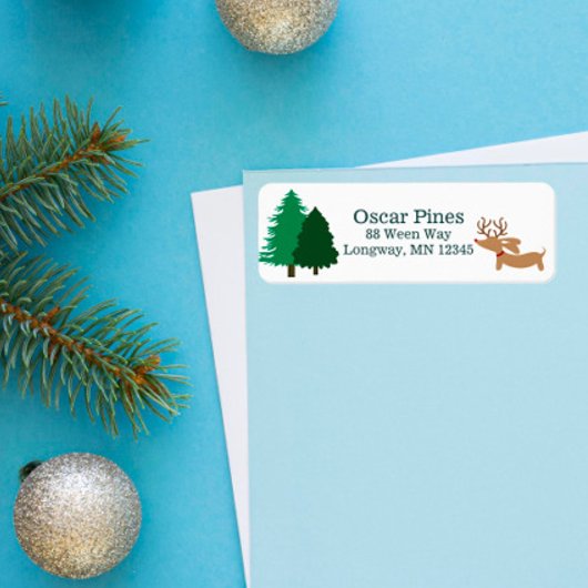 ダックスシュントをテーマにしたクリスマスカード住所 シール