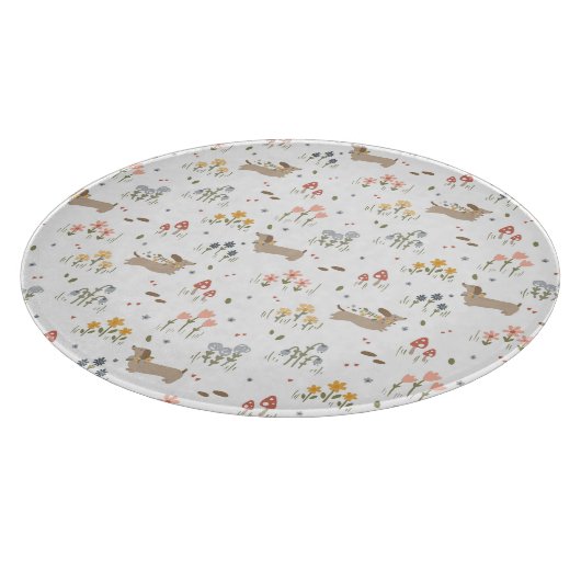 ダックスシュントウィーナードッグソーセージ犬ワイルドフラワー カッティングボード (角)