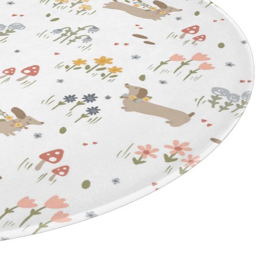 ダックスシュントウィーナードッグソーセージ犬ワイルドフラワー カッティングボード (角)