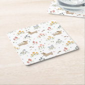 ダックスシュントウィーナードッグソーセージ犬ワイルドフラワー スクエアペーパーコースター (アングル)