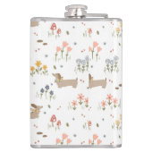 ダックスシュントウィーナードッグソーセージ犬ワイルドフラワー フラスク (裏面)