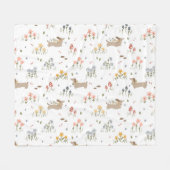 ダックスシュントウィーナードッグソーセージ犬ワイルドフラワー フリースブランケット (正面(横))