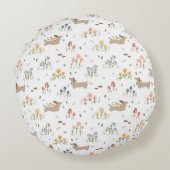 ダックスシュントウィーナードッグソーセージ犬ワイルドフラワー ラウンドクッション (裏面)